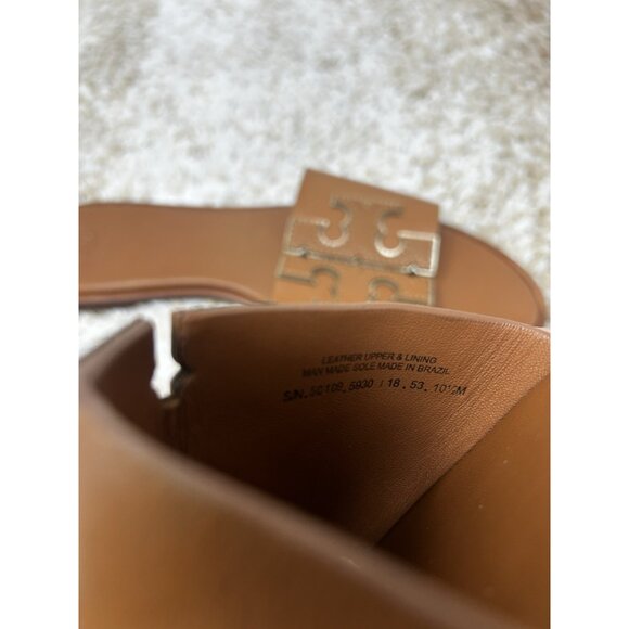 Tory Burch Women's Ines Flat Slide Goat Leather Sandals Brown US 10.5M - Picture 8 of 8